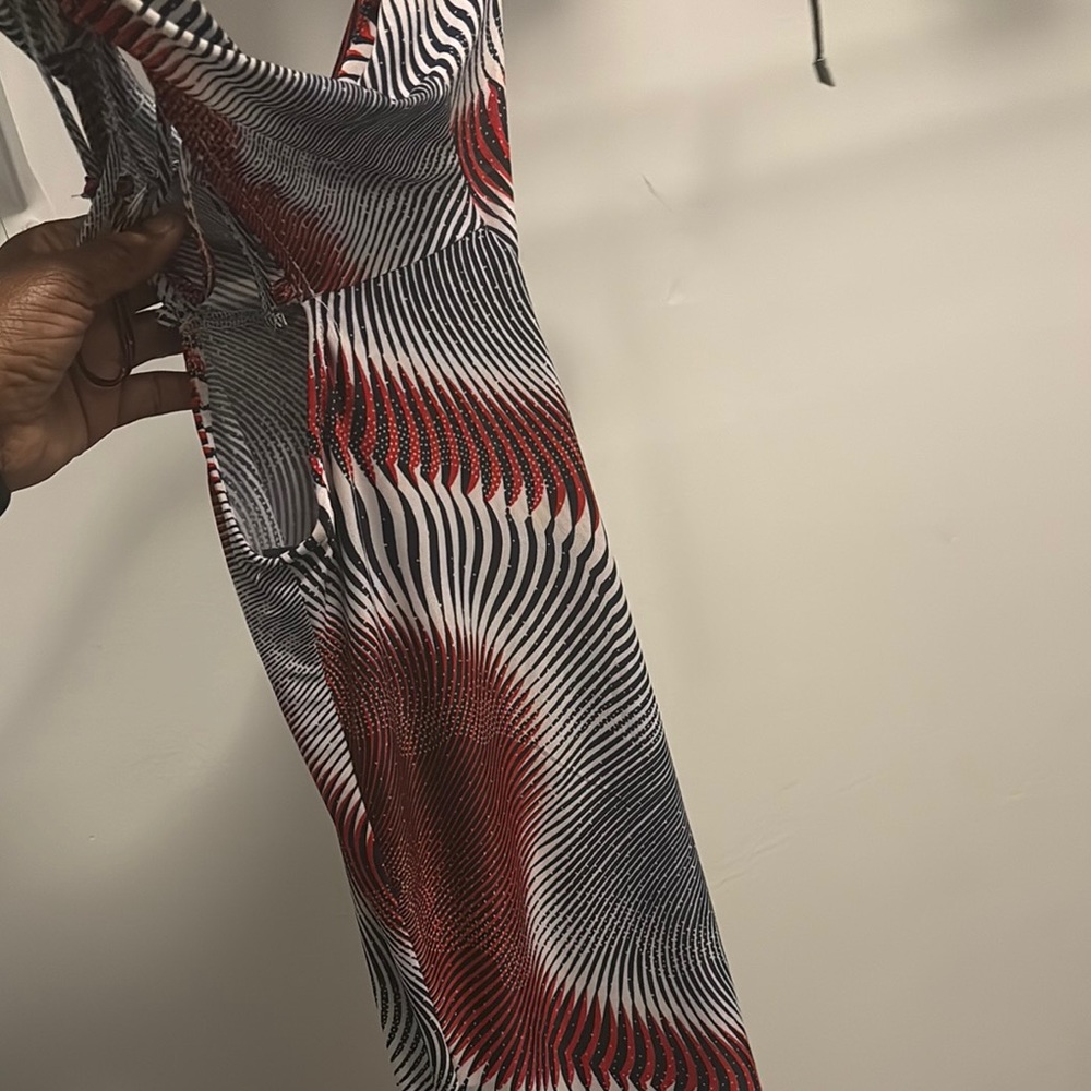 Asymmetrical Red and Black Bodycon Dress for Cocktail